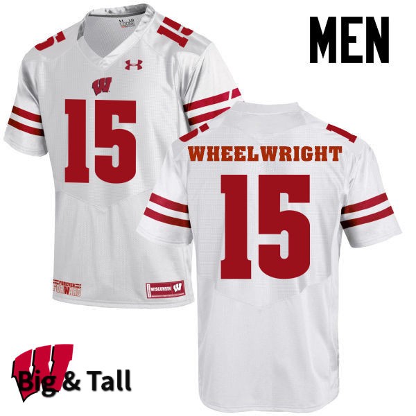 Wisconsin Badgers Men's #15 Robert Wheelwright NCAA Under Armour Authentic White Big & Tall College Stitched Football Jersey AO40X14TU
